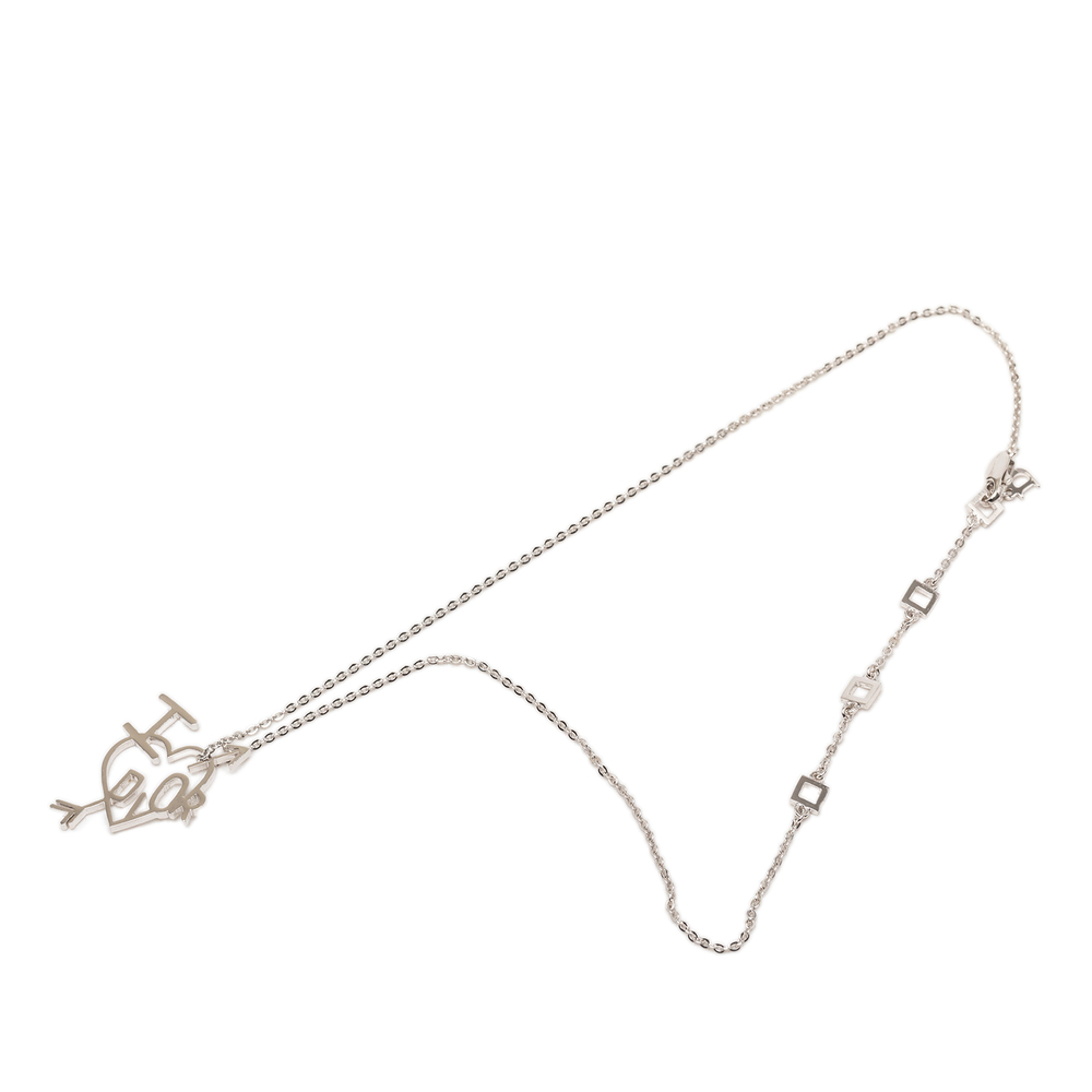 Pre-Loved Dior Brass I Love Dior Heart Arrow Pendant Necklace